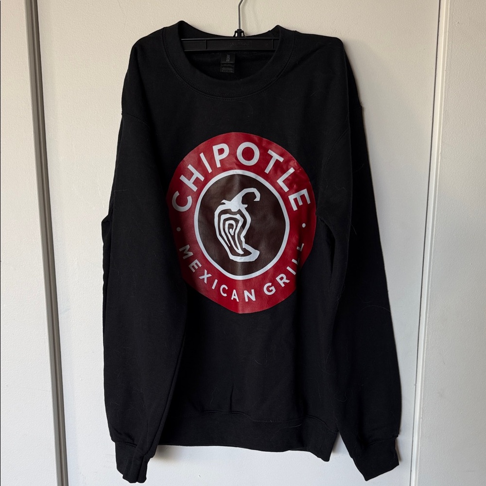 Gildan Black Chipotle Crewneck Sweater with Red Logo